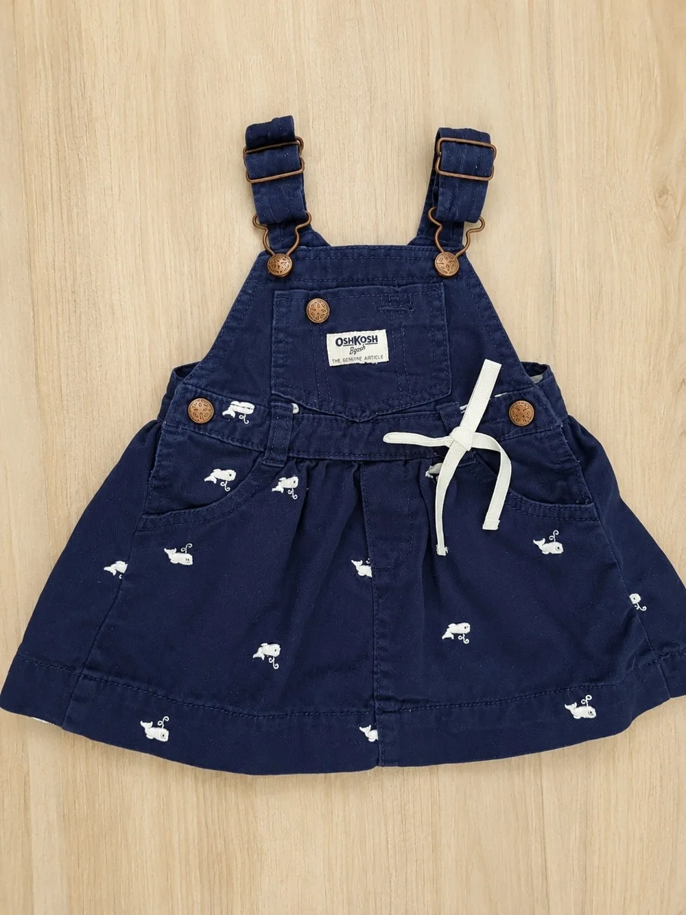 OshKosh B’gosh Navy Whale Overall Dress Size 12M